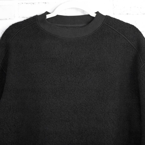 Everlane Black Teddy Sherpa Crewneck Pullover Sweater XS Fleece Sweatshirt - Picture 6 of 14